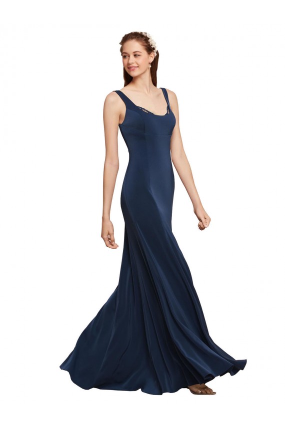 Stretch Crepe A-Line Long Sleeveless Low Back Prom Dress / Bridesmaid Dress Glasgow