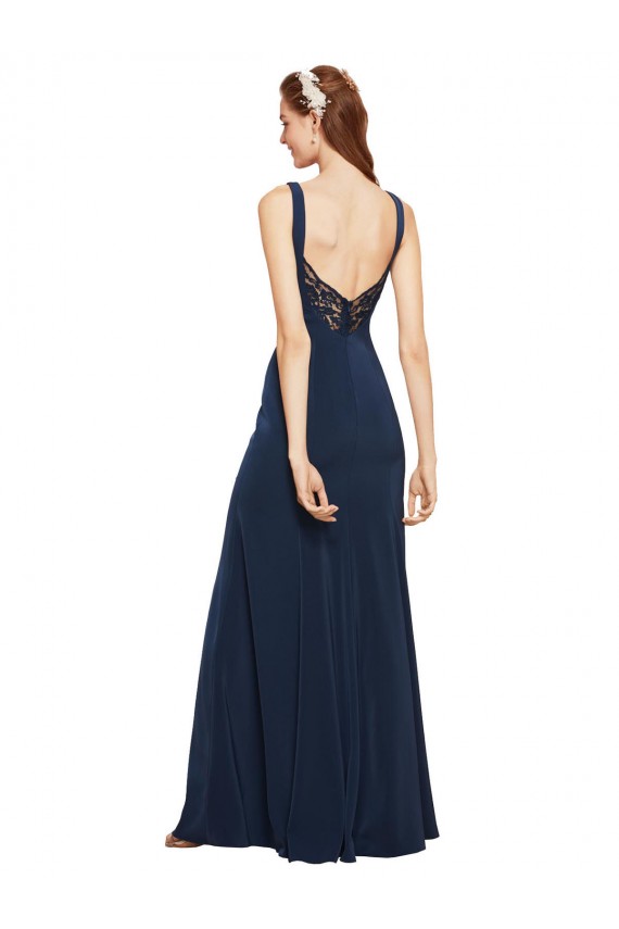 Stretch Crepe A-Line Long Sleeveless Low Back Prom Dress / Bridesmaid Dress Glasgow