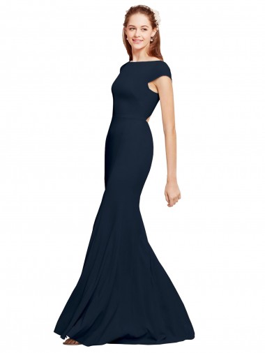 Stretch Crepe A-Line Sleeveless Dark Navy Formal Evening Gown / Prom Dress / Bridesmaid Dress Glasgow