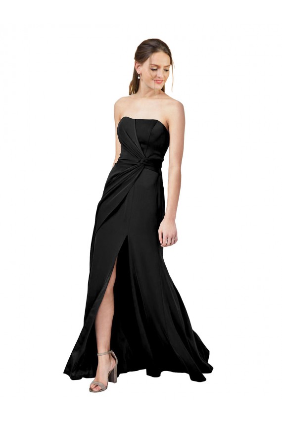 Stretch Crepe Sheath Long Sleeveless Low Back Front Slit Prom Dresses Glasgow