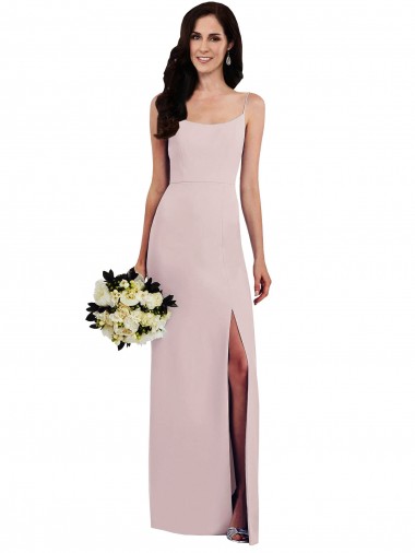 Stretch Crepe Trumpet Long Sleeveless V-Back Front Slit Prom Dresses Glasgow