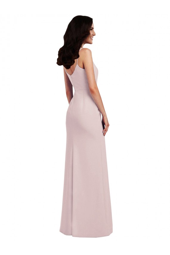 Stretch Crepe Trumpet Long Sleeveless V-Back Front Slit Prom Dresses Glasgow