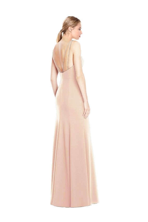 Stretch Crepe Trumpet Long Sleeveless Open Back Semi Formal Evening Dress / Prom Dress / Bridesmaid Dress Glasgow