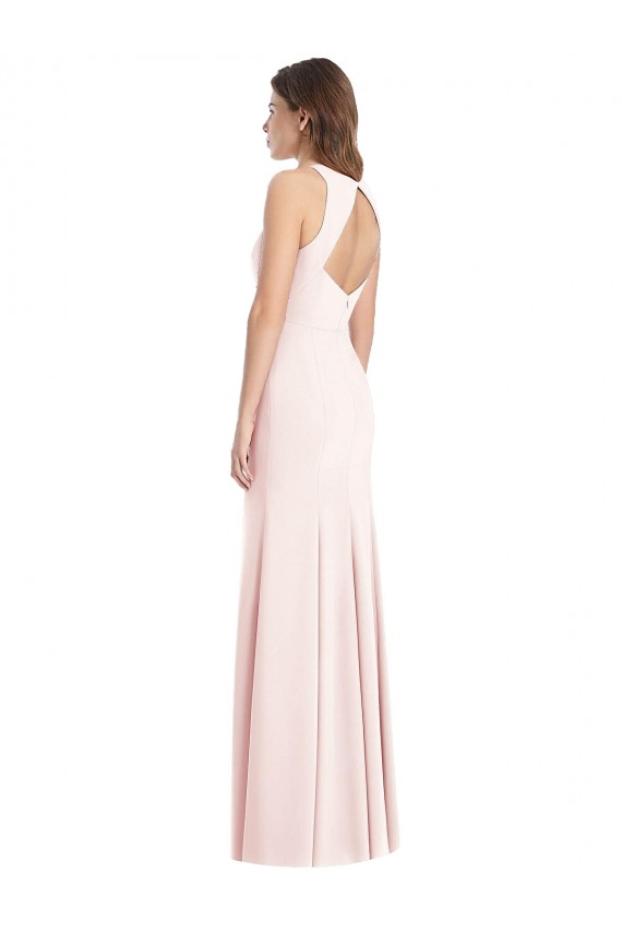 Stretch Crepe Trumpet Long Sleeveless Open Back Front Slit Prom Dresses Glasgow