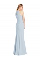 Stretch Crepe Trumpet Long Sleeveless Keyhole Back Light Sky Blue Prom Dresses Glasgow
