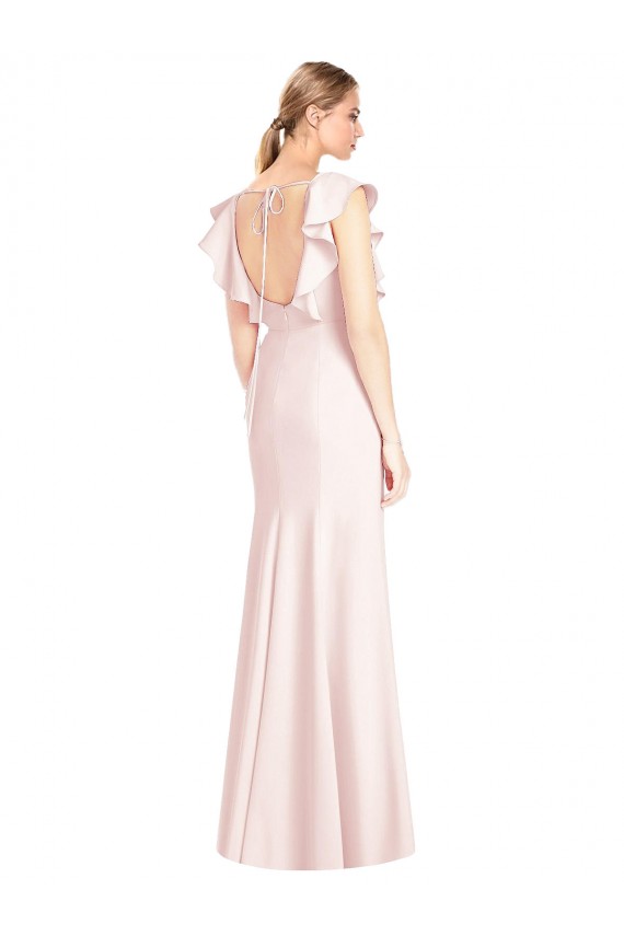 Stretch Crepe Trumpet Long Cap Sleeves Open Back Formal Dress / Bridesmaid Dress Glasgow