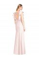 Stretch Crepe Trumpet Long Cap Sleeves Open Back Formal Dress / Bridesmaid Dress Glasgow