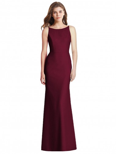 Stretch Crepe Trumpet Long Sleeveless Open Back Burgundy Gold Evening Dresses Glasgow