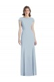 Stretch Crepe Trumpet Long Cap Sleeves Open Back Light Sky Blue Prom Dresses Glasgow