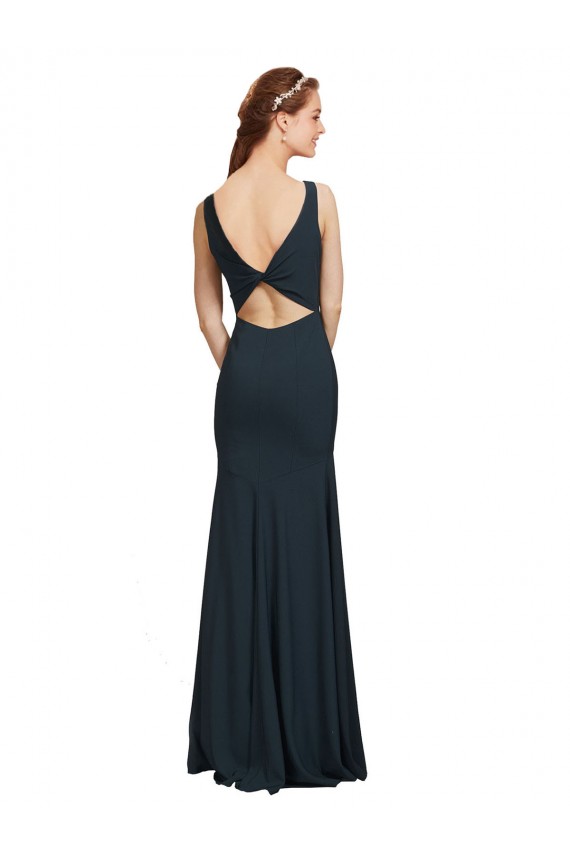 Stretch Crepe Mermaid Long Sleeveless Open Back Prom Dress / Bridesmaid Dress Glasgow