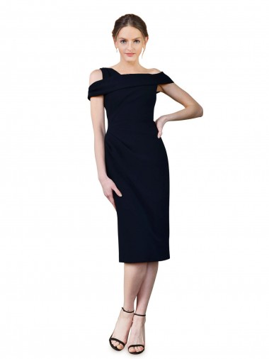Stretch Crepe Mermaid Cocktail Length Sleeveless Dark Navy Prom Dresses Glasgow