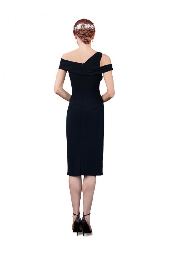 Stretch Crepe Mermaid Cocktail Length Sleeveless Dark Navy Prom Dresses Glasgow