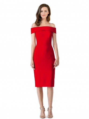 Stretch Crepe Sheath Cocktail Length Sleeveless Formal Evening Gown / Prom Dress / Bridesmaid Dress Glasgow