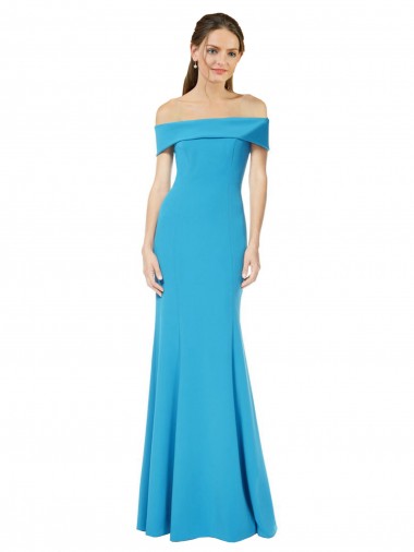 Stretch Crepe Sheath Long Sleeveless Peacock Blue Formal Dress / Bridesmaid Dress Glasgow