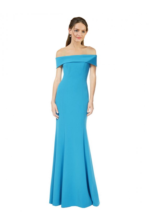 Stretch Crepe Sheath Long Sleeveless Peacock Blue Formal Dress / Bridesmaid Dress Glasgow