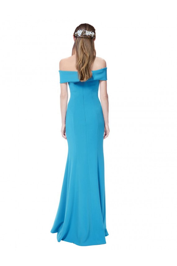 Stretch Crepe Sheath Long Sleeveless Peacock Blue Formal Dress / Bridesmaid Dress Glasgow