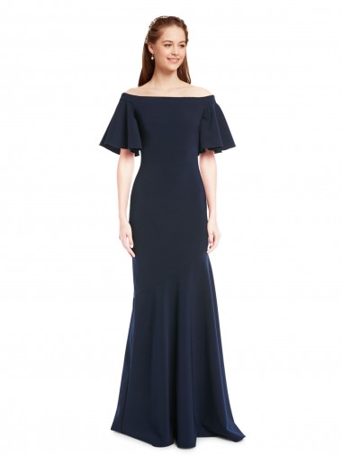 Stretch Crepe Mermaid Short Sleeves Long Bridesmaid Dress / Formal Dress Glasgow