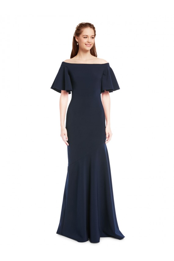 Stretch Crepe Mermaid Short Sleeves Long Bridesmaid Dress / Formal Dress Glasgow