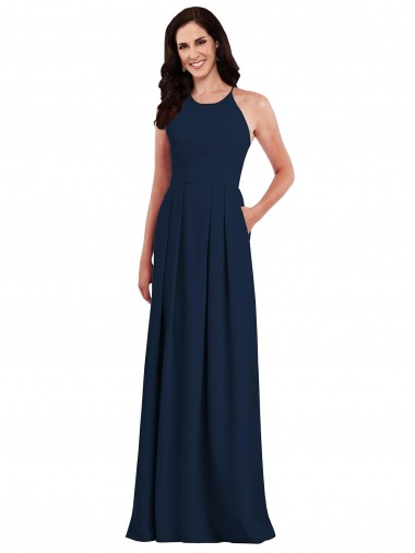 Stretch Crepe Trumpet Long Sleeveless Criss Cross Open Back Semi Formal Evening Dress / Bridesmaid Dress Glasgow