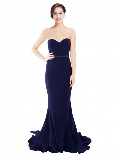 Stretch Crepe Mermaid Sweep Train Sleeveless Low Back Semi Formal Evening Dress / Prom Dress / Bridesmaid Dress Glasgow