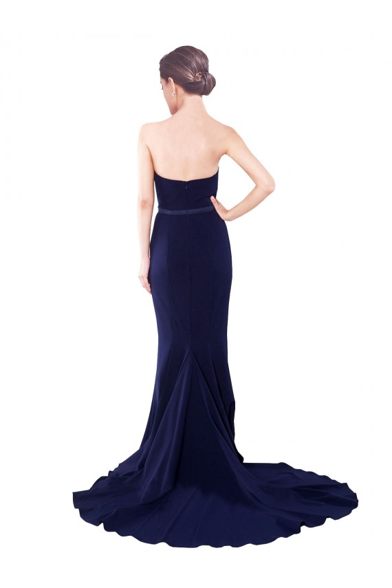 Stretch Crepe Mermaid Sweep Train Sleeveless Low Back Semi Formal Evening Dress / Prom Dress / Bridesmaid Dress Glasgow