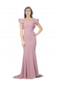 Stretch Crepe Mermaid Sweep Train Flutter Sleeves Low Back Formal Evening Gown / Prom Dress / Bridesmaid Dress Glasgow