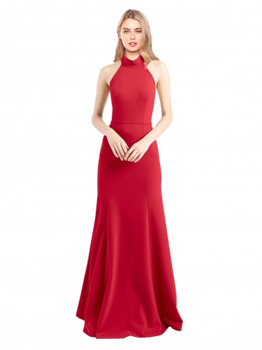 Stretch Crepe A-Line Long Sleeveless Open Back Formal Evening Gown / Prom Dress / Bridesmaid Dress Glasgow