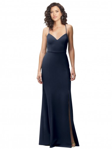 Stretch Crepe Sheath Long Sleeveless Criss Cross Back Formal Evening Gown / Prom Dress / Bridesmaid Dress Glasgow