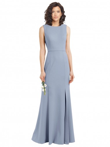 Stretch Crepe Sheath Long Sleeveless Open Back Bridesmaid Dress Glasgow
