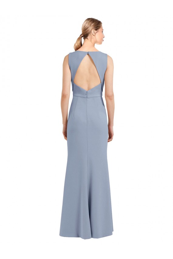 Stretch Crepe Sheath Long Sleeveless Open Back Bridesmaid Dress Glasgow