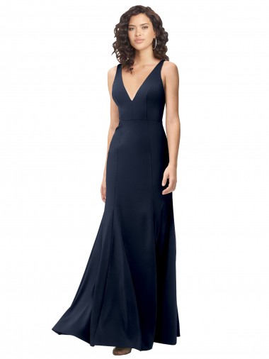Stretch Crepe A-Line Sleeveless Dark Navy Formal Dress / Bridesmaid Dress Glasgow