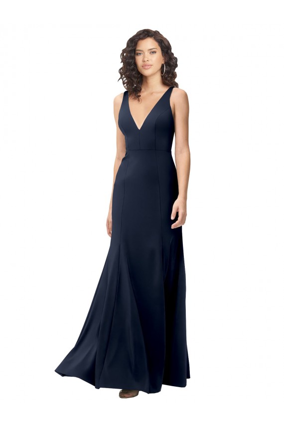 Stretch Crepe A-Line Sleeveless Dark Navy Formal Dress / Bridesmaid Dress Glasgow