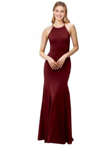Stretch Crepe Mermaid Long Sleeveless Criss Cross Back Formal Evening Gown / Prom Dress / Bridesmaid Dress Glasgow