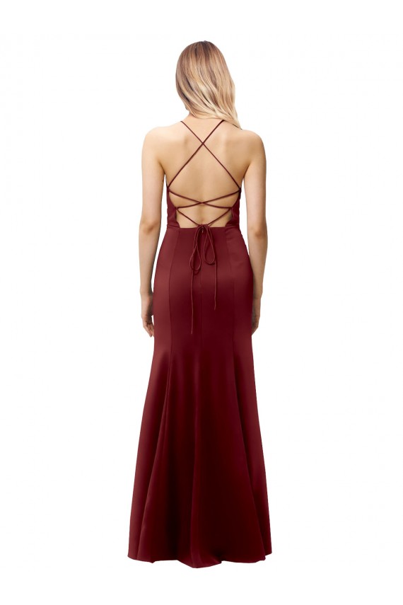 Stretch Crepe Mermaid Long Sleeveless Criss Cross Back Formal Evening Gown / Prom Dress / Bridesmaid Dress Glasgow