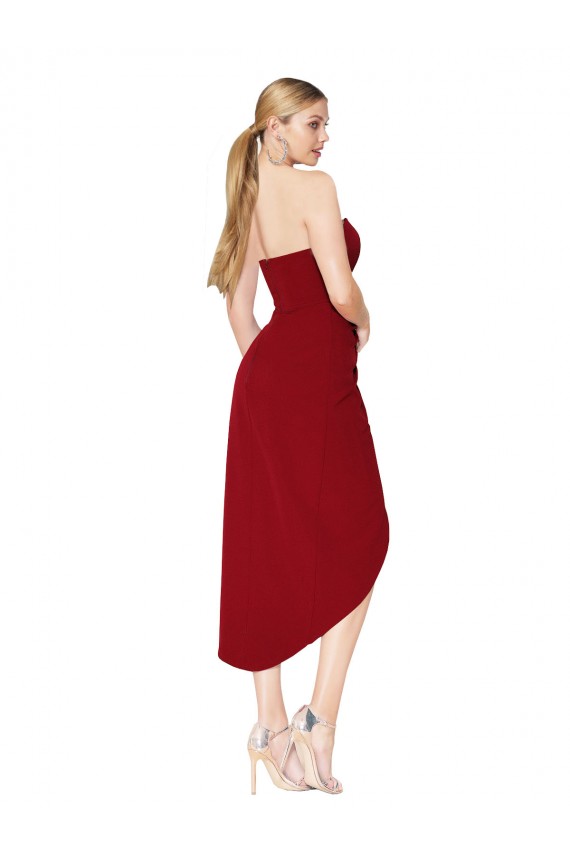 Stretch Crepe Mermaid Knee Length Sleeveless Burgundy Prom Dresses Glasgow