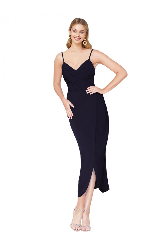 Stretch Crepe Mermaid Knee Length Sleeveless V-Back Formal Dress / Bridesmaid Dress Glasgow