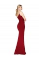 Stretch Crepe Mermaid Long Sleeveless V-Back Burgundy Prom Dresses Glasgow