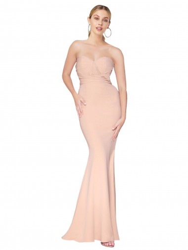Stretch Crepe Mermaid Long Sleeveless Formal Dress / Bridesmaid Gowns Glasgow