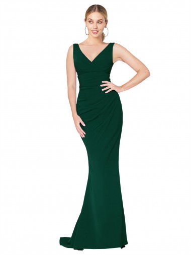 Stretch Crepe Mermaid Long Sleeveless Midnight Green Formal Evening Gown / Prom Dress / Bridesmaid Dress Glasgow