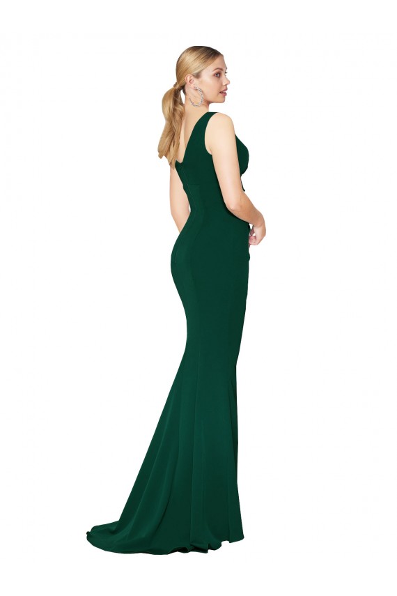 Stretch Crepe Mermaid Long Sleeveless Midnight Green Formal Evening Gown / Prom Dress / Bridesmaid Dress Glasgow