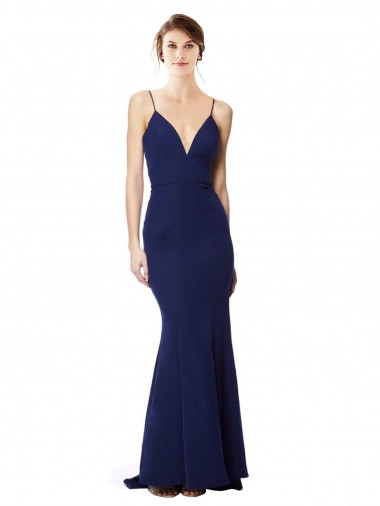 Stretch Crepe Mermaid Long Sleeveless Open Back Formal Dress / Bridesmaid Dress Glasgow