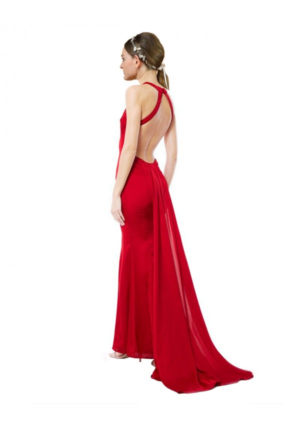 Stretch Crepe Mermaid Long Sleeveless Open Back Formal Evening Gown / Bridesmaid Dress Glasgow