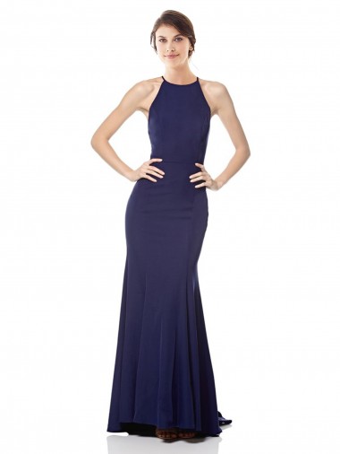 Stretch Crepe Mermaid Mermaid Sleeveless Navy Blue Bridesmaid Dress / Formal Dress Glasgow