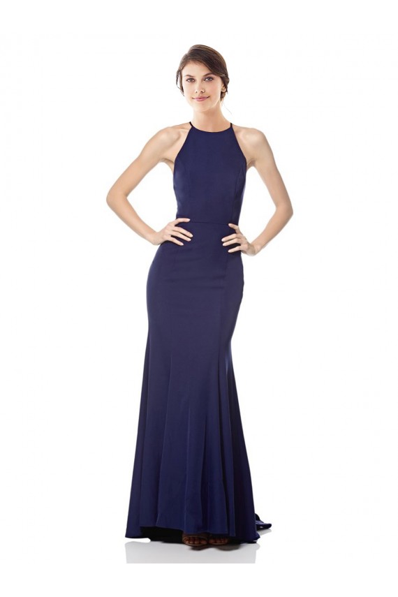 Stretch Crepe Mermaid Mermaid Sleeveless Navy Blue Bridesmaid Dress / Formal Dress Glasgow