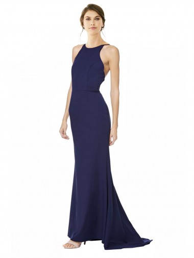 Stretch Crepe Mermaid Long Sleeveless Criss Cross Open Back Formal Evening Gown / Prom Dress / Bridesmaid Dress Glasgow