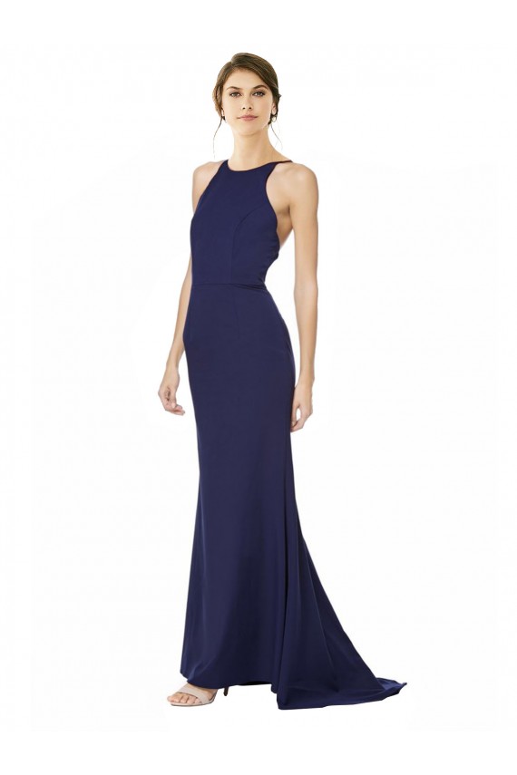 Stretch Crepe Mermaid Long Sleeveless Criss Cross Open Back Formal Evening Gown / Prom Dress / Bridesmaid Dress Glasgow