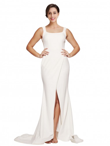 Stretch Crepe Sheath Sweep Train Sleeveless Low Back Semi Formal Evening Dress / Prom Dress / Bridesmaid Dress Glasgow