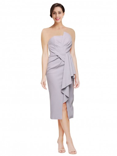 Stretch Crepe Sheath Cocktail Length Sleeveless Low Back High Low Evening Gown / Prom Dress / Bridesmaid Dress Glasgow