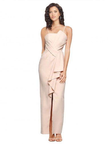 Stretch Crepe Sheath Long Sleeveless Low Back Semi Formal Evening Dress / Prom Dress / Bridesmaid Dress Glasgow