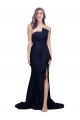 Stretch Crepe Sheath Sweep Train Sleeveless Low Back Dark Navy Prom Dresses Glasgow